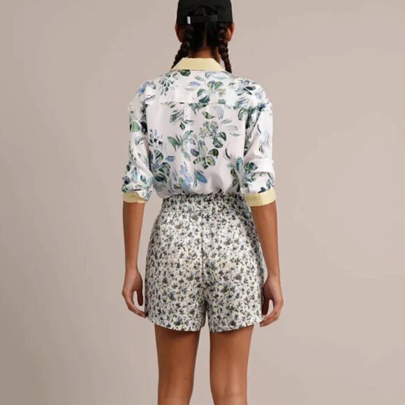 MUNTHE Uniga Floral Silk Blend Drawstring Shorts in Blue Size 8 NWT $265 - Picture 3 of 8